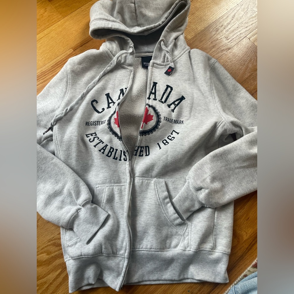 Gray Canada Zip Up Hoodie